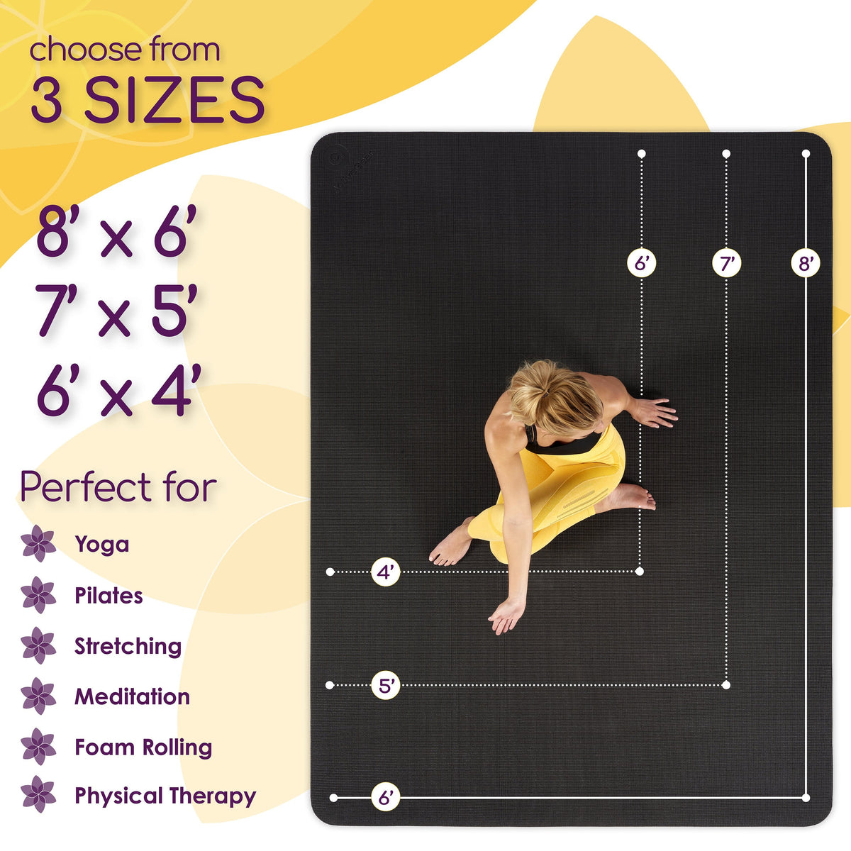 YOGA MAT Gorilla Mats Premium Large Yoga Mat 7' x 5' Black NEW